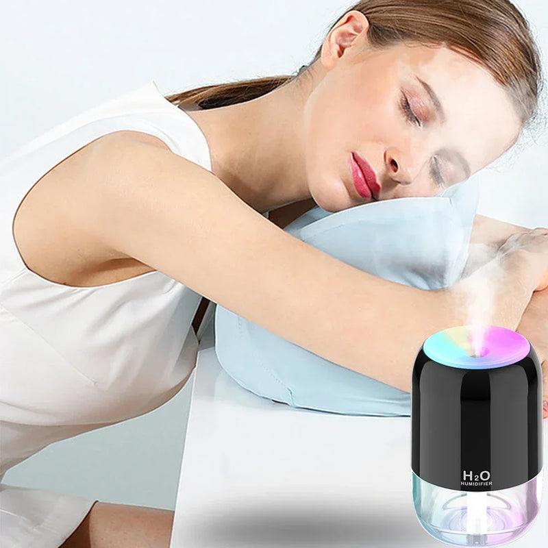 Umidificador usb de grande capacidade 200ml operação silenciosa com luz atmosférica